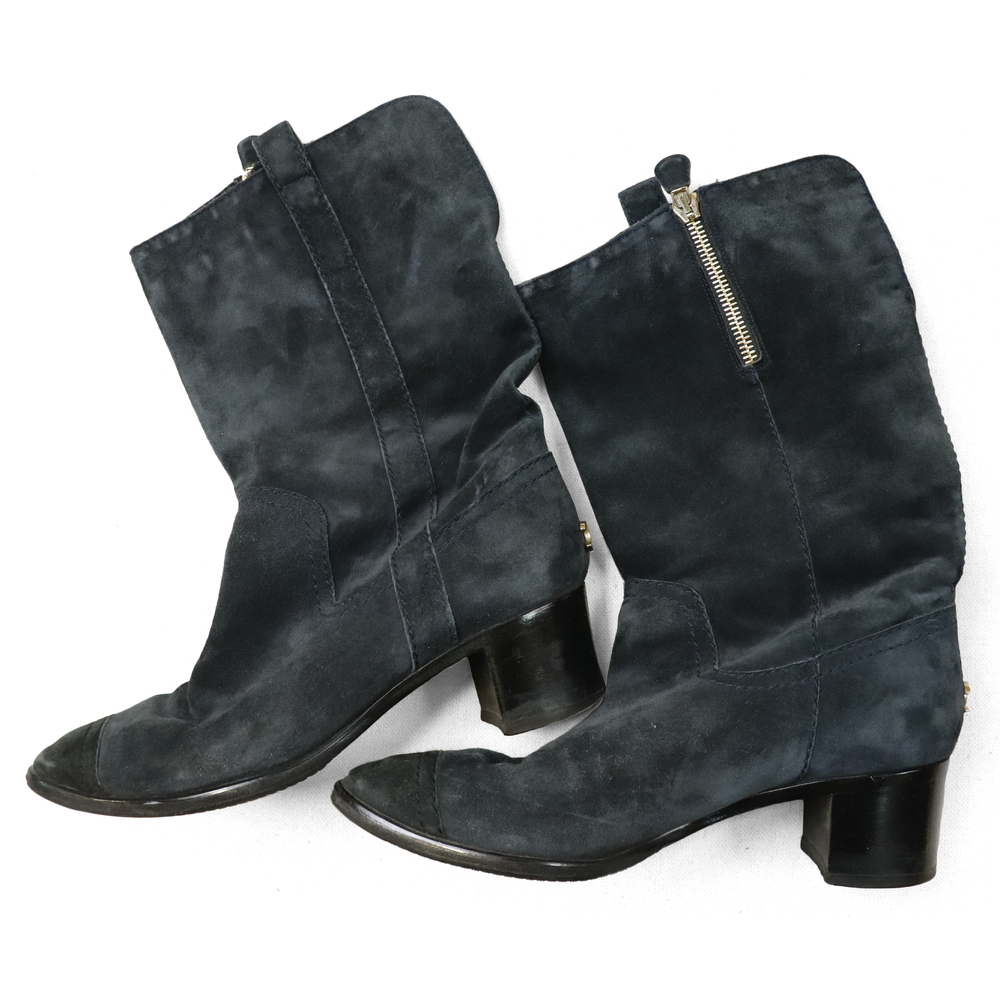 Vintage Channel Blue Suede Boots Size 36